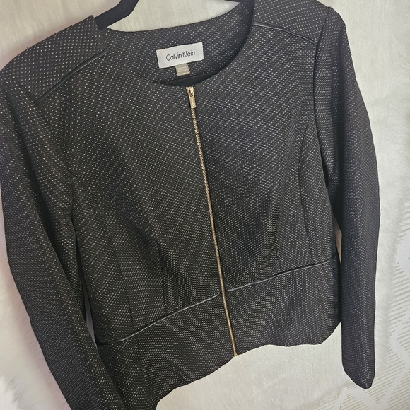 Calvin Klein Classic Black and Gold Zip Blazer - Picture 2 of 8